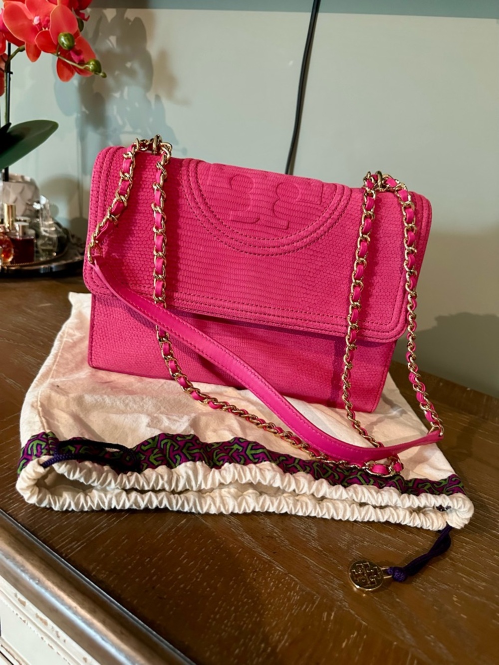 Tory Burch Fleming Pink Crossbody Bag